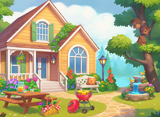 The house and garden