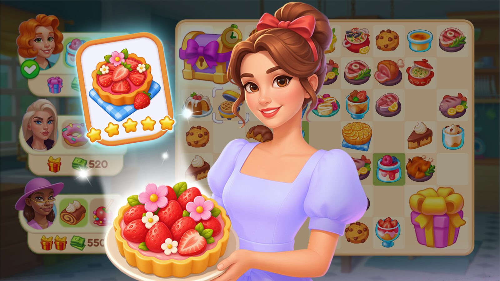 Merge board — baking a strawberry tart