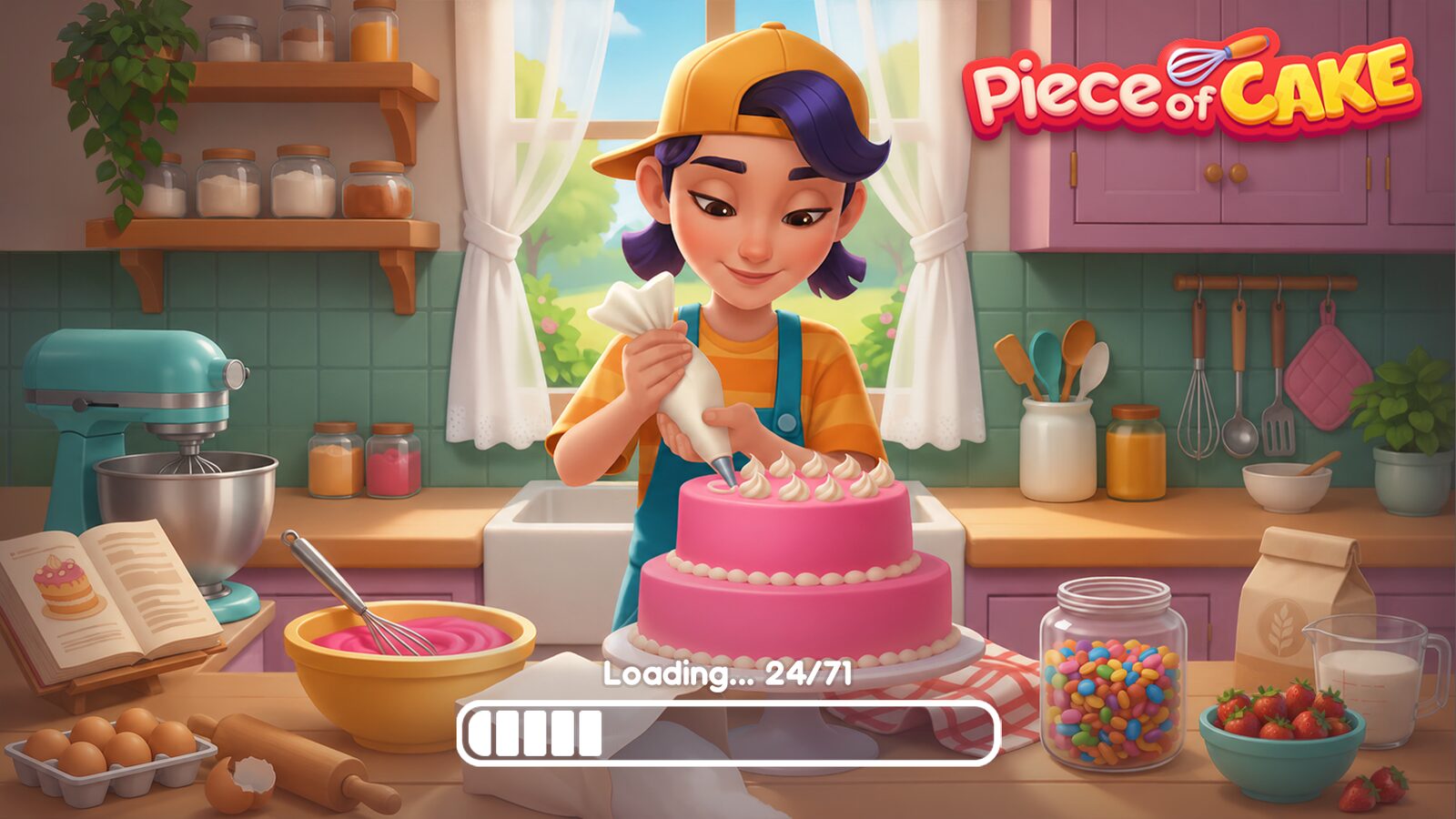 Decorating a pink cake